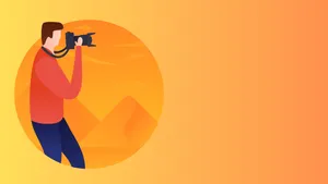 A Man Is Taking A Picture Of The Pyramids Wallpaper