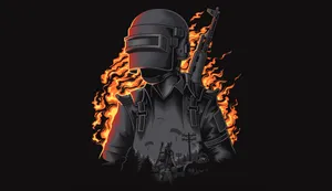 A Man With A Gun In Front Of A Fire Wallpaper