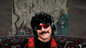 A Man With A Mustache And Sunglasses In Front Of A Map Wallpaper