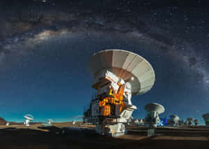 A Massive Radio Telescope Scanning The Night Sky For Cosmic Mysteries Wallpaper