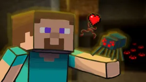 A Menacing Minecraft Spider In Its Natural Habitat Wallpaper