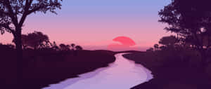 A Mesmerizing Sunset Painting Of A Peaceful Seashore Wallpaper