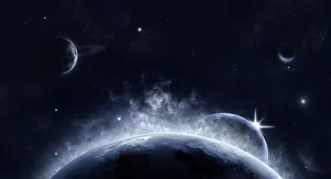 A Mesmerizing View Of Celestial Bodies Illuminating The Night Sky Wallpaper