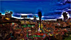 A Mesmerizing View Of Diamond City Skyline At Night Wallpaper