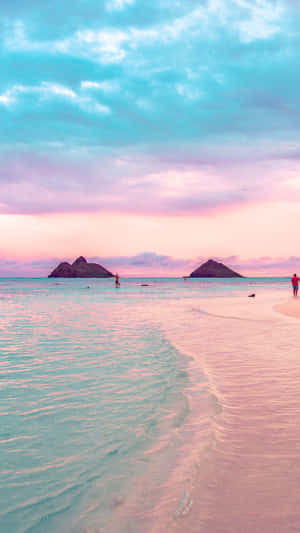 A Mesmerizing View Of Pink Beach's Crystal-clear Waters And Vibrant Pink Sands Wallpaper