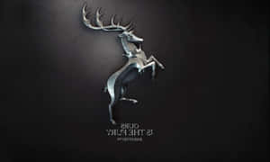 A Metal Deer With Horns On It Is On A Black Background Wallpaper