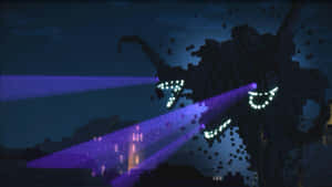 A Mighty Minecraft Wither Unleashed In The Night Sky Wallpaper