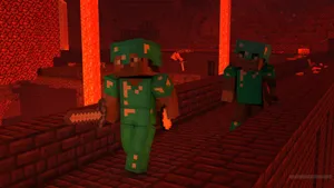 A Minecraft Character Fully Equipped With Diamond Armor And Sword Wallpaper