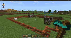 A Minecraft Cow Grazing In The Wild Wallpaper