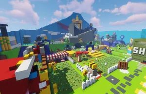 A Minecraft Map Featuring A Beautiful Landscape And Village Scene Wallpaper