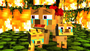 A Minecraft Ocelot Exploring Its Natural Habitat In The Game's Lush Jungle Wallpaper