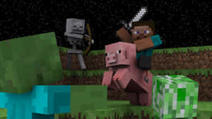 A Minecraft Pig Wandering In The World Wallpaper