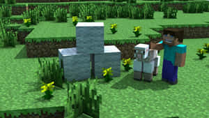 A Minecraft Sheep Grazing In A Lush Green Meadow Wallpaper