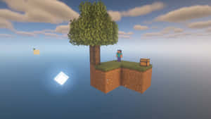 A Minecraft Sky Block Adventure In The Clouds Wallpaper