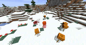 A Minecraft Snow Golem Standing Proudly In Its Icy Environment. Wallpaper