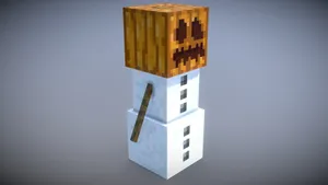 A Minecraft Snow Golem Standing Tall Amidst A Snowy Landscape. Wallpaper