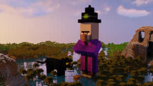 A Minecraft Witch Brewing Mysterious Potions Wallpaper