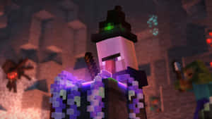 A Minecraft Witch Brewing Potions By A Cauldron Wallpaper