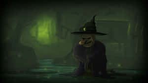 A Minecraft Witch Brewing Potions In Her Spooky Hut. Wallpaper