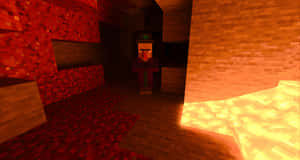 A Minecraft Witch Casting A Spell By Her Hut Wallpaper