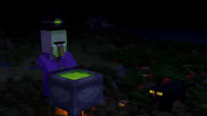 A Minecraft Witch Standing Ready For Action In A Magical World Wallpaper