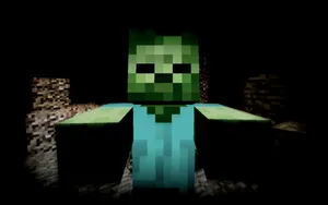 A Minecraft Zombie Roaming The Landscape Wallpaper