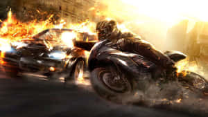 A Motorcycle Is On Fire Wallpaper