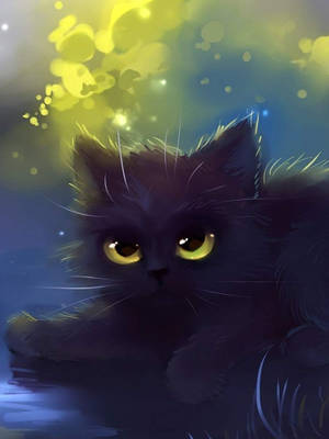 A Mysterious Black Cat Stares Into The Distance. Wallpaper