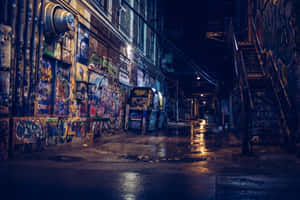 A Mysterious Dark Alleyway At Night Wallpaper