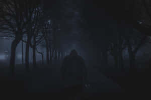 A Mysterious Dark Road At Twilight Wallpaper