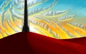 A Mysterious Dark Tower Looms Over The Night Landscape Wallpaper