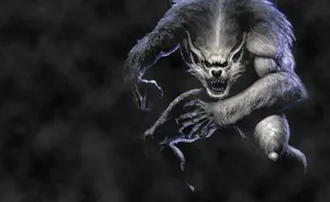 A Mysterious Lone Werewolf Stands In The Dark Fog Wallpaper