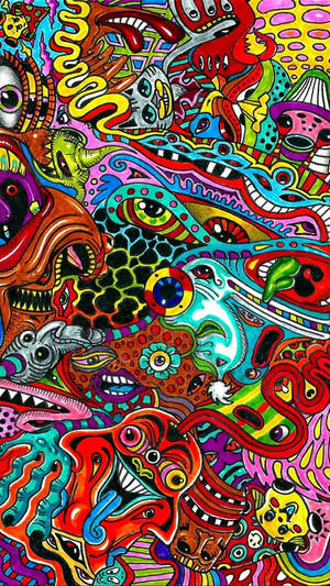 A Mysterious Trippy Face With Glowing Eyes Wallpaper