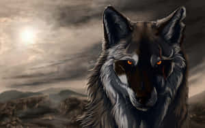 A Mystic Wolf Under The Twilight Moon Wallpaper