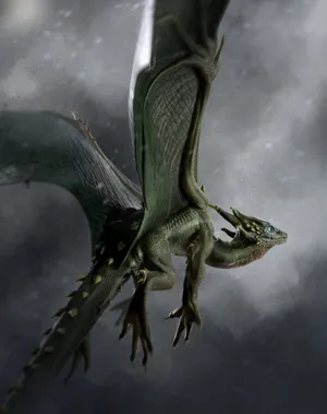 A Mystical Green Dragon In The Night Sky Wallpaper