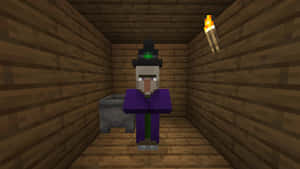 A Mystical Minecraft Witch Casting Spells In The Night Wallpaper