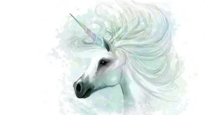 A Mystical White Unicorn Against A Blue Sky Wallpaper