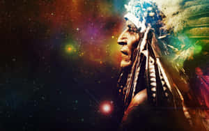 A Native American Indian Reverentially Pays Homage To His Homeland. Wallpaper