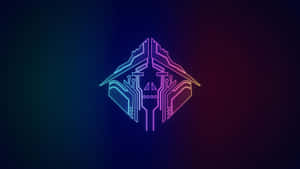 A Neon Colored Logo With A Sword In The Middle Wallpaper