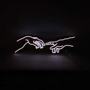 A Neon Sign Showing The Creation Of Adam Wallpaper