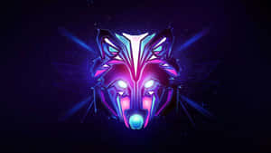 A Neon Wolf Head With Glowing Lights Wallpaper