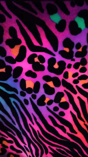 A Neon Zebra Print On A Black Background Wallpaper