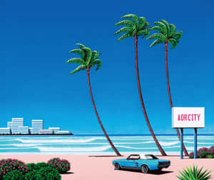 A O R City Tropical Beach Artwork Wallpaper