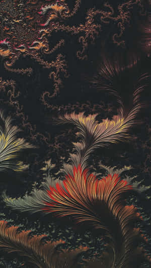 A Painting Of A Black And Orange Sky With A Red And Orange Flower Wallpaper