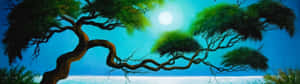 A Painting Of A Tree In The Water Wallpaper