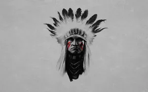 A Painting Of An Indian Chief With Feathers Wallpaper