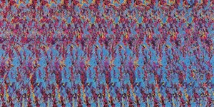 A Painting With A Blue, Red, And Blue Background Wallpaper