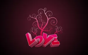A Pair Of 3d Red Hearts Intertwined Wallpaper