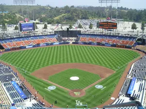 A Panoramic View Of Historic Dodger Stadium Wallpaper