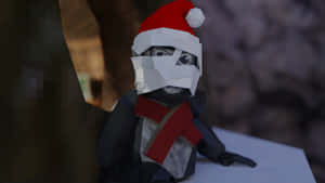 A Papercraft Santa Hat Wearing A Hat Wallpaper